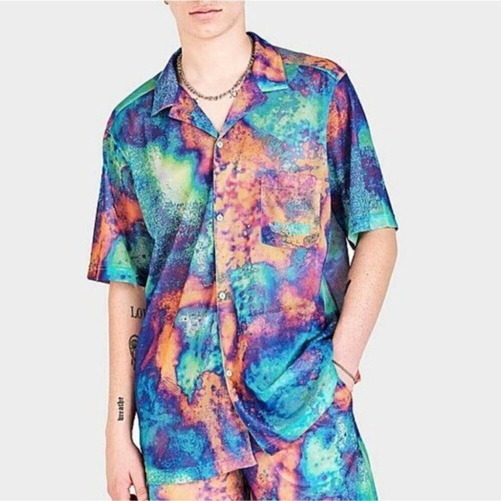 Adidas AOP Mesh Tie Dye Shirt Shorts Set Size Small NWT